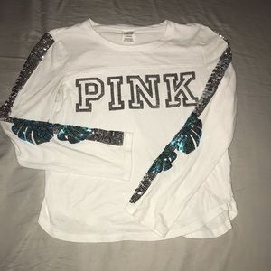 PINK long sleeve sequin shirt